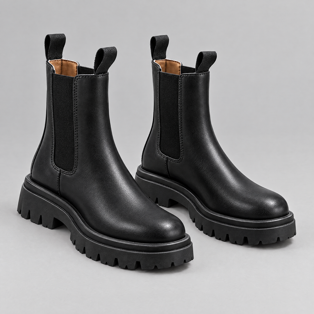 Ondalear Sloane black chunky sole Chelsea boots with elastic side panels
